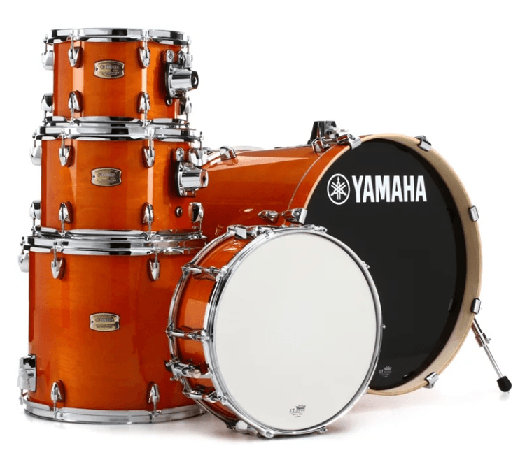 Yamaha Stage Custom Drum Set in natural wood finish.
